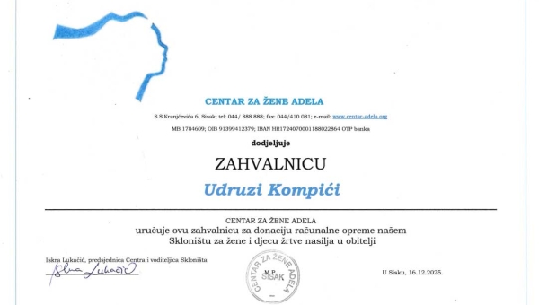 Velika hvala Udruzi Kompići na suradnji i donaciji